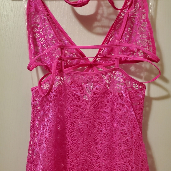 Dreamgirl Mosaic Lace Garter Slip w/ Thong Pink (Size M) - Picture 14 of 16